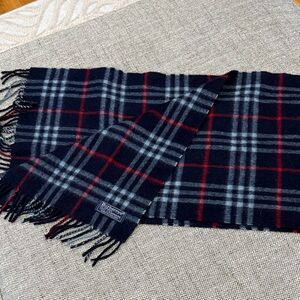 Burberry Dark Blue and Red Plaid Scarf